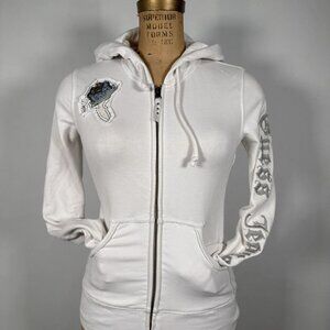 Y2K Guess Jeans Pearls Embroidered Zip-Up Hoodie